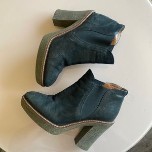 Emporio Armani Leather Platform Booties- Rubber Sole